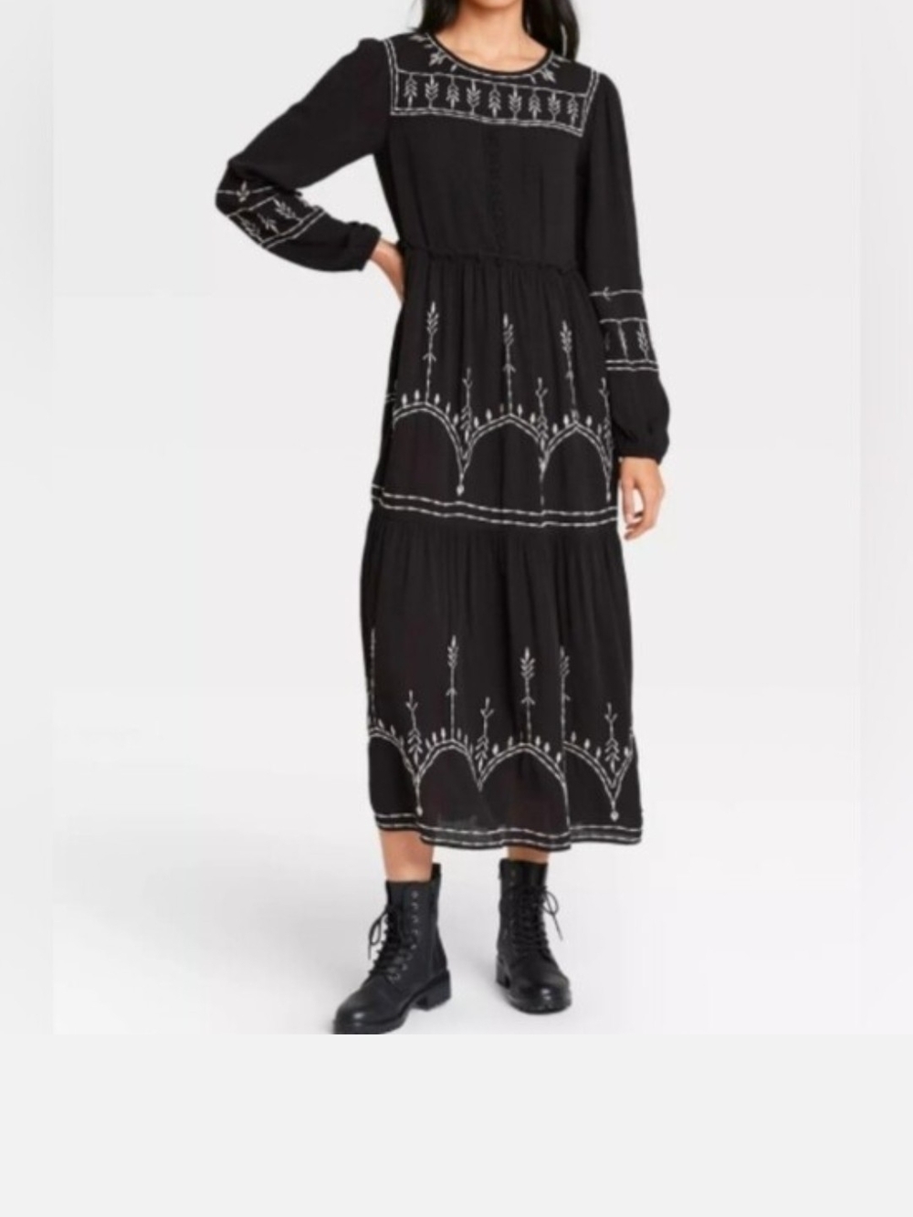 Target Knox Rose Long Sleeve Embroidered Tiered Dress